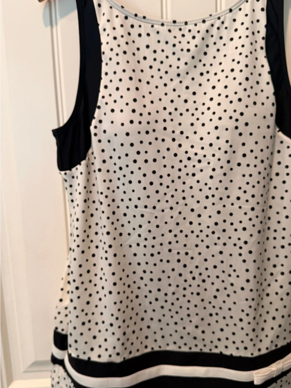 ECO SWIM Size 12 Polka Dot Tank Dress in Cream/Black Resort Vacay Chic Feminine